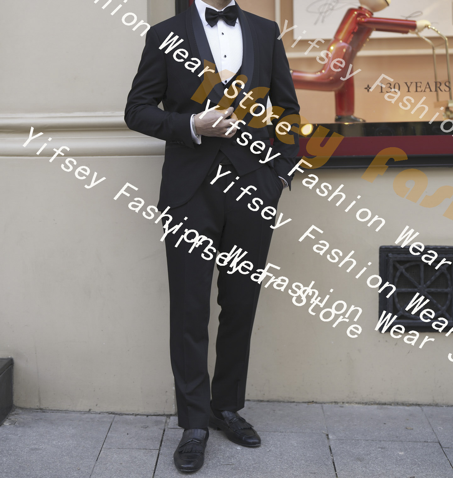 Men Grooming Outfit - طقم بدلة رجالي كامل بياقة شال