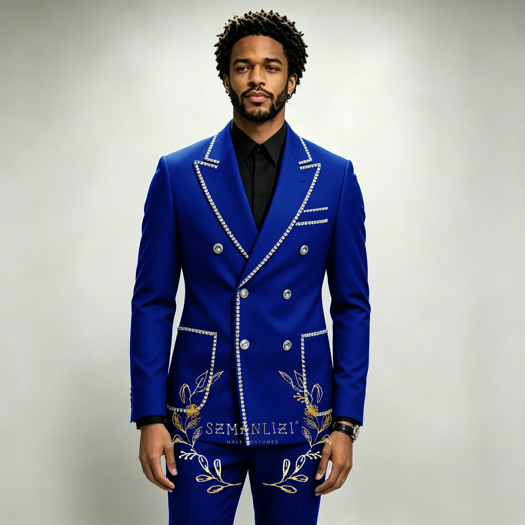 Men Grooming Outfit - بدلات رجالية فاخرة من قطعتين باللون