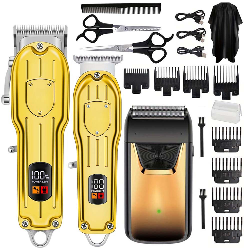 Men Grooming Outfit - مجموعة قص الشعر الاحترافية مع شاشة