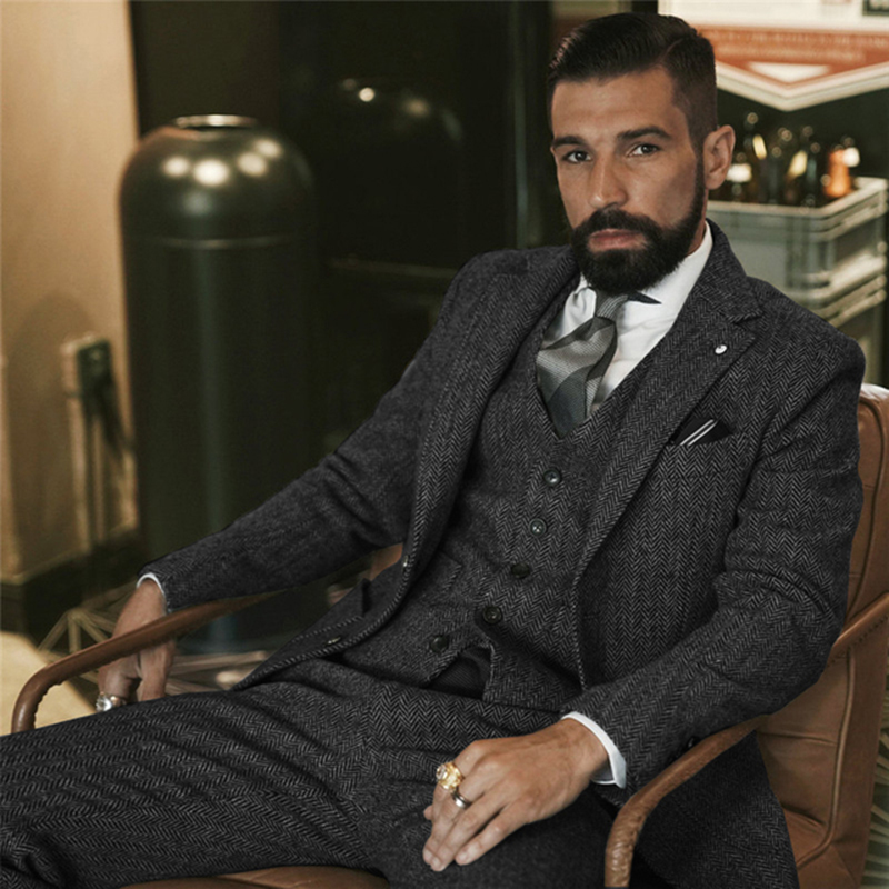بدلة الشتاء الصوف الرمادي تويد - مراجعة Men Grooming Outfit وسعره